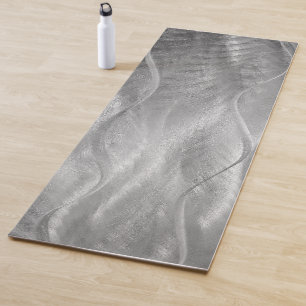 Silver Brushed Metal Abstract Yoga Mat