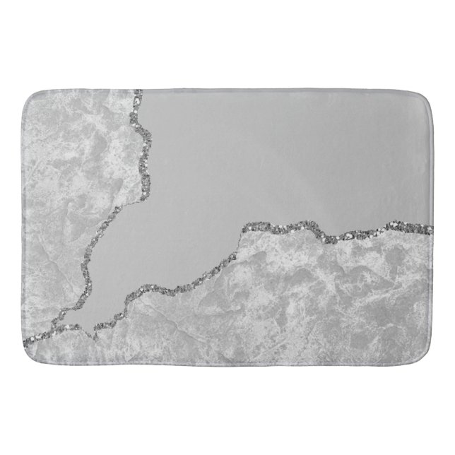 Silver Brushed Metal Glitter Bath Mat (Front)
