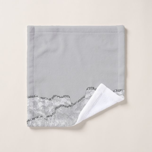 Silver Brushed Metal Glitter Wash Cloth (Wash Cloth)