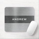 Silver Brushed Metal Metallic Monogram Name  Mouse Pad<br><div class="desc">A classic grey and silver brushed metal personalised mouse pad. Coordinates with other office supplies including binders,  notebooks and pens. Designed for you by Blackberry Boulevard.</div>