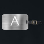 Silver Brushed Metal Monogram Name and Initial Luggage Tag<br><div class="desc">Luxury Silver Brushed Metal Foil Monogram Name and Initial Luggage Tag. This bag tag is perfect for Back to School,  Work,  or Travelling.</div>