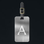 Silver Brushed Metal Monogram Name and Initial Luggage Tag<br><div class="desc">Silver Brushed Metal Foil Monogram Name and Initial Luggage Tag. This bag tag is perfect for Back to School,  Work,  or Travelling.</div>