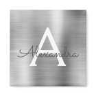 Silver Brushed Metal Monogram Name