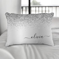 Silver Brushed Metal Monogram Name Modern