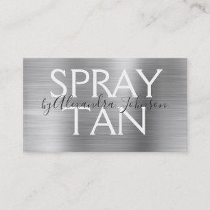 Silver Brushed Metal Spray Tan Business Card