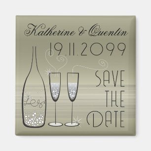 Silver Bubbles Celebration Save The Date Magnet