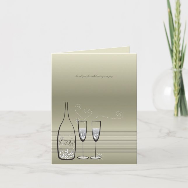 Silver Bubbles Celebration Thank You Note Card (Front)