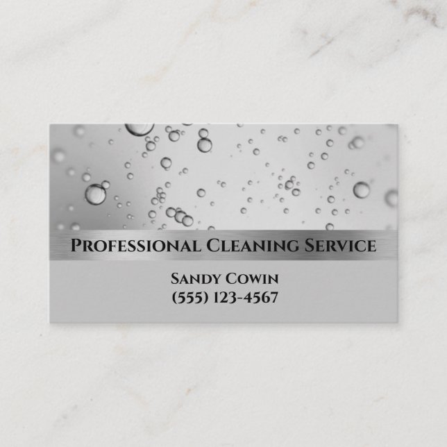 Silver Bubbles Professional Cleaning Services Business Card (Front)