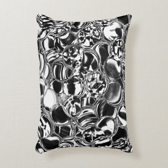 Silver bubbles with glass or metal tone  decorative cushion (Front(Vertical))