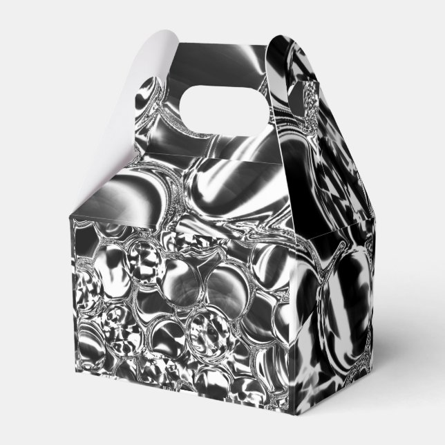 Silver bubbles with glass or metal tone  favour box (Front Side)