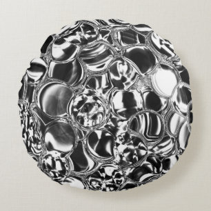 Silver bubbles with glass or metal tone  round cushion