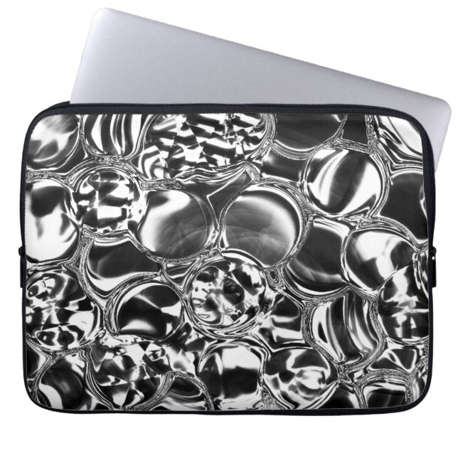 Silver bubbles with glass or metal tone  throw pil laptop sleeve (Front)