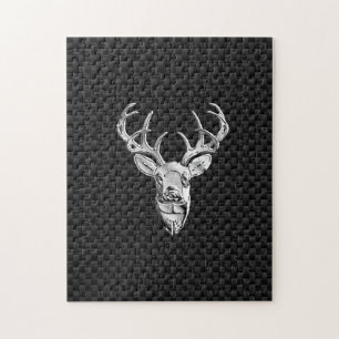 Silver Buck on Carbon Fibre Decor Jigsaw Puzzle