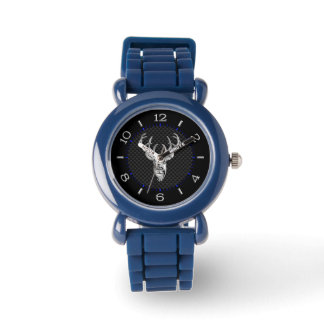 Silver Buck on Carbon Fibre Decor Watch