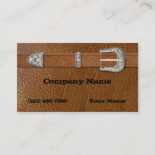 Silver Buckle Aged Leather Business Card