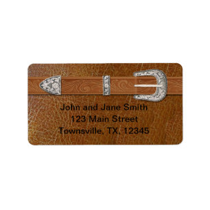 Silver Buckle and Leather Label