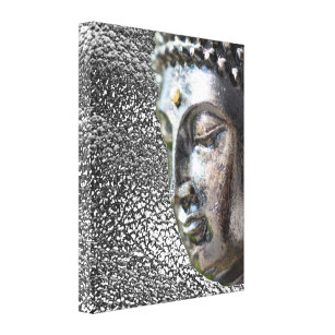 Silver Buddha Face Canvas Print