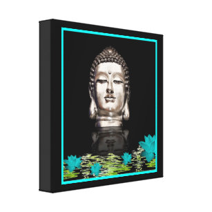 Silver Buddha Head Statue Canvas Print