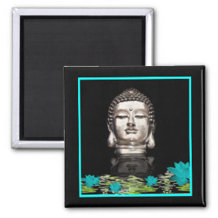 Silver Buddha Head Statue Magnet