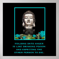 Silver Buddha Head Statue with Inspirational Quote