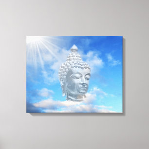 silver buddha in sky canvas print