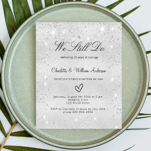 Silver budget vow renewal wedding invitation