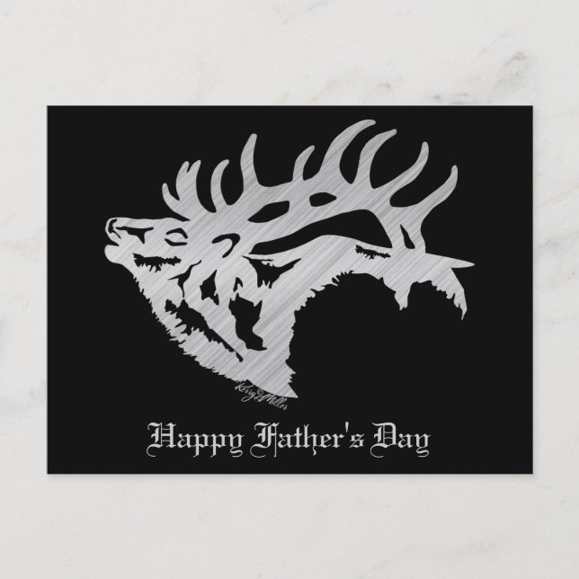 Silver Bull Elk Silhouette Postcard (Front)
