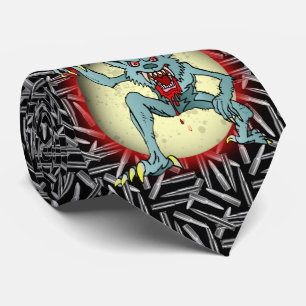 Silver Bullets, Grey Werewolf Full Moon Halloween Tie