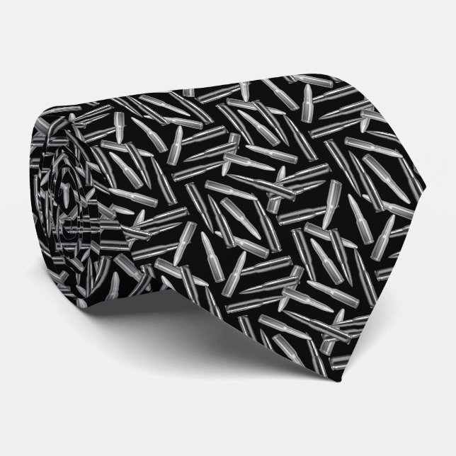 Silver Bullets on Black Werewolf Hunter Halloween  Tie (Rolled)