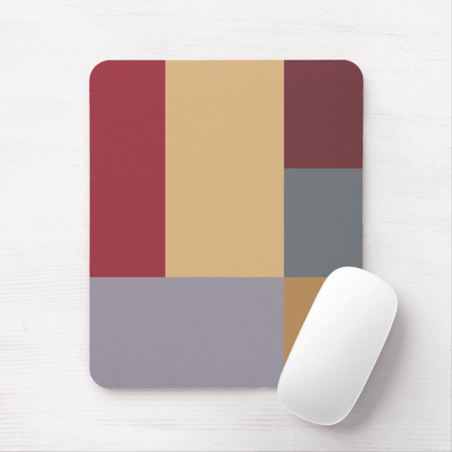 Silver Burgundy Red Cream Grey Colour Block Mouse Pad (With Mouse)