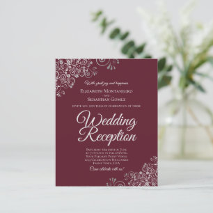 Silver & Burgundy Wedding Reception BUDGET Invite