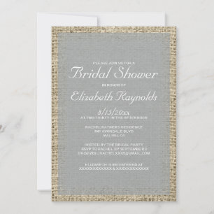 Silver Burlap Bridal Shower Invitations