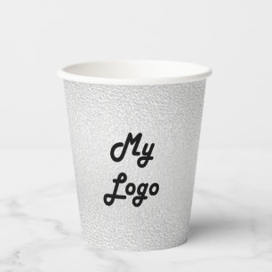Silver business company logo paper cups