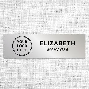 Silver Business Logo Name Tag