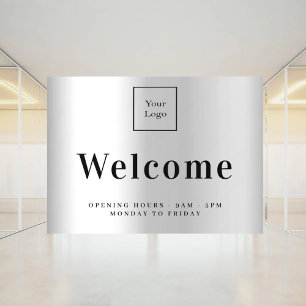 Silver business logo welcome opening hours