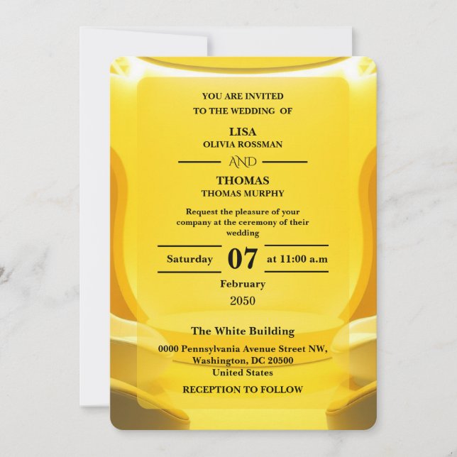 Silver Butter Yellow Modern Wedding Invitation (Front)
