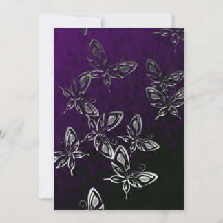 Silver Butterflies Gothic Invitation