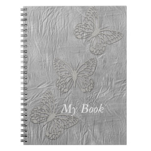 Silver Butterfly Silk Baby Shower Wedding Party Notebook