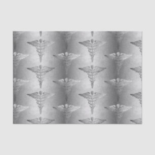 Silver Caduceus Doctor Medical Symbol Pattern Tissue Paper
