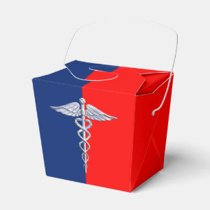 Silver Caduceus Medical Symbol League Favour Box