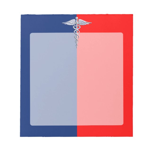 Silver Caduceus Medical Symbol League Notepad (Front)