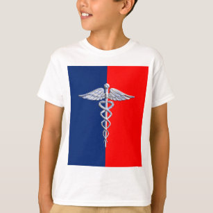 Silver Caduceus Medical Symbol League T-Shirt