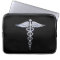 Silver Caduceus Medical Symbol on Black