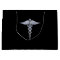 Silver Caduceus Medical Symbol on Black
