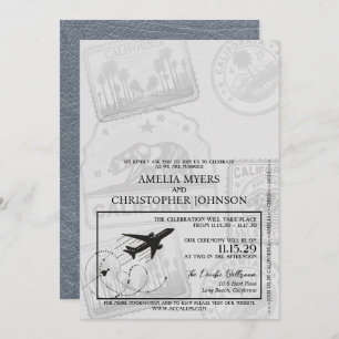 Silver California Passport Wedding Invitation