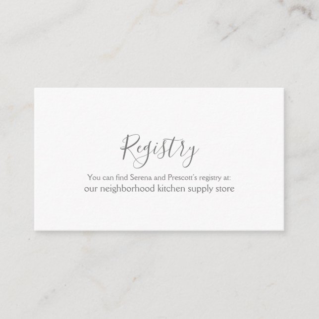Silver Calligraphy Gift Registry Card (Front)