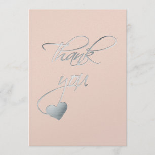 Silver Calligraphy & Heart~ Wedding Day Thank You Card