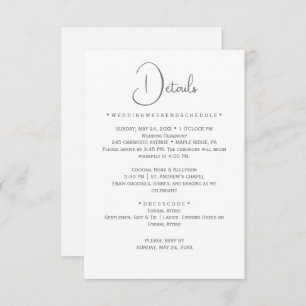 Silver Calligraphy Wedding Details Card