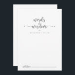 Silver Calligraphy Wedding Words of Wisdom   Advice Card<br><div class="desc">This silver calligraphy wedding words of wisdom advice card is perfect for a rustic wedding. The simple and elegant design features classic and fancy script typography in silver. These cards are perfect for a wedding, bridal shower, baby shower, graduation party & more. Personalise the cards with the names of the...</div>