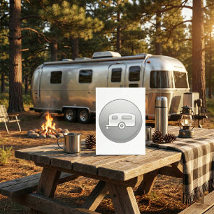 Silver Camper Trailer Icon Minimalist RV Invitation